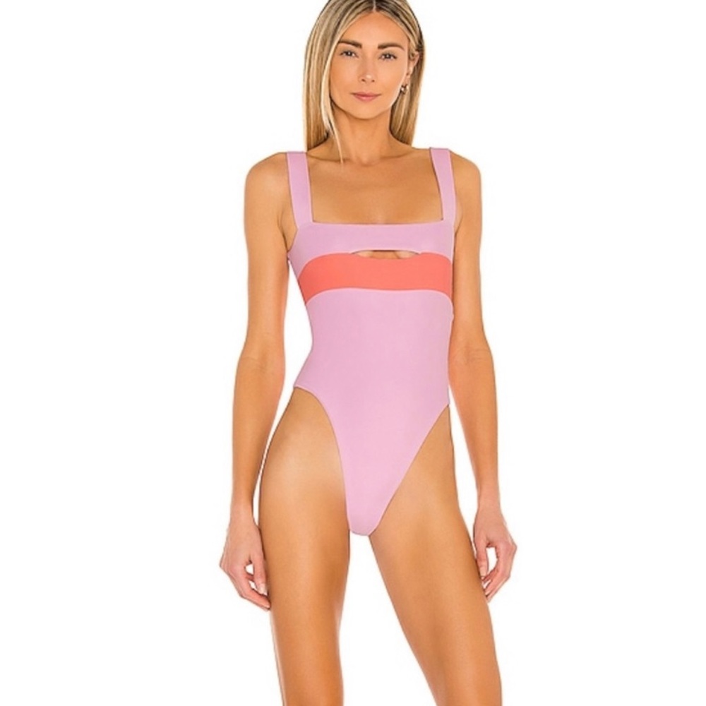 Lovers + Friends Daytona One Piece Swim Bathing suit orange & pink